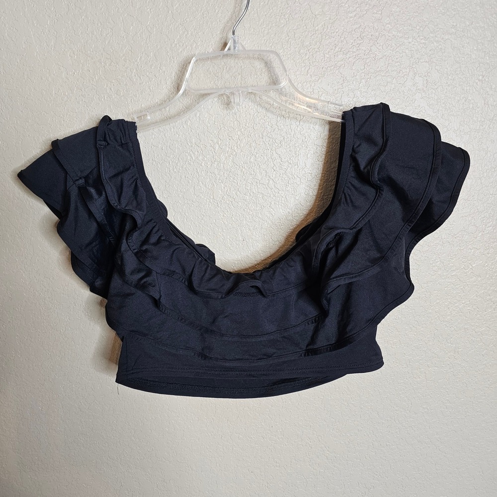 Kate Spade New York Black Ruffle Off the Shoulder Bikini Swim Top Womens Medium - Picture 5 of 8